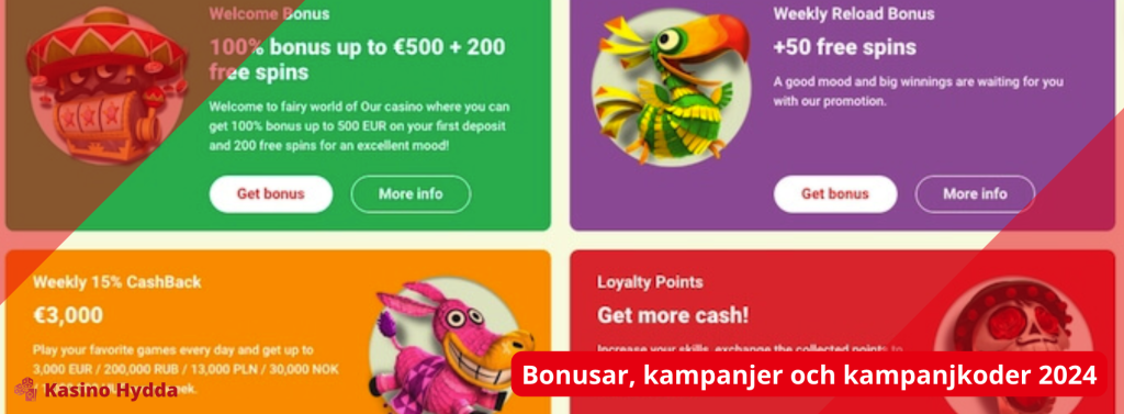 Bonusar, kampanjer och kampanjkoder 2024
